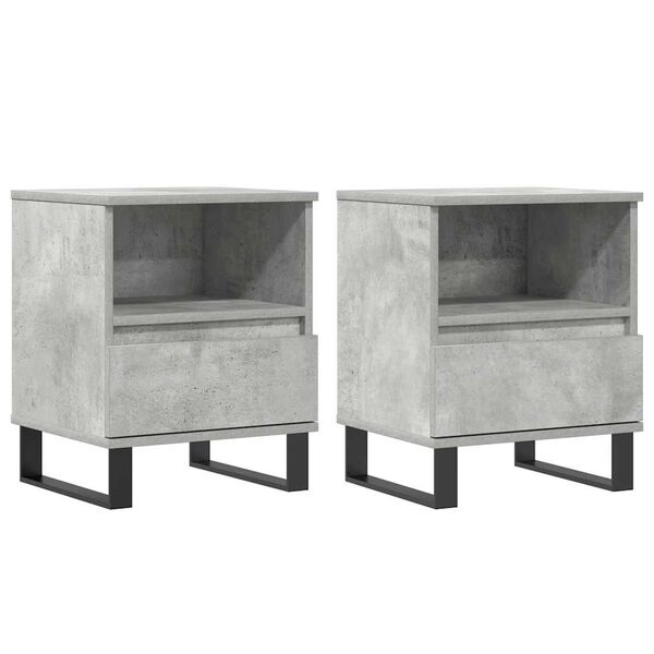 vidaXL Tables de chevet 2 pcs gris béton 40x35x50 cm bois d’ingénierie