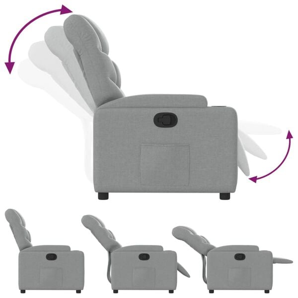 vidaXL Fauteuil inclinable en tissu gris clair