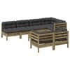 vidaXL Salon de jardin 8 pcs avec coussins bois de pin impr&eacute;gn&eacute;