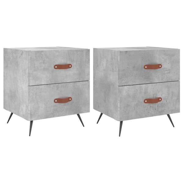 vidaXL Tables de chevet 2pcs gris béton 40x35x47,5cm bois d’ingénierie