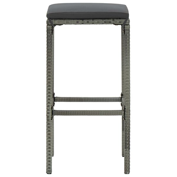 vidaXL Ensemble de bar de jardin avec coussins 3 pcs Gris
