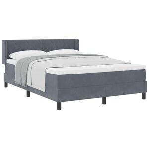 vidaXL Lit &agrave; ressorts avec matelas Gris fonc&eacute; 190 x 140 cm Polyester