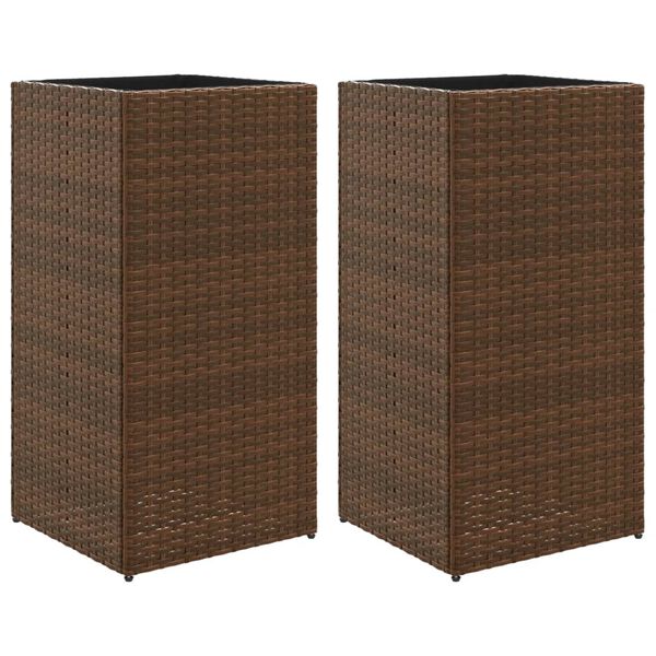 vidaXL Jardini&egrave;res 2 pcs marron 40x40x80 cm r&eacute;sine tress&eacute;e