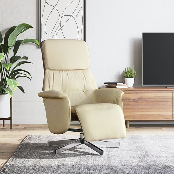 vidaXL Fauteuil inclinable avec repose-pied cr&egrave;me tissu