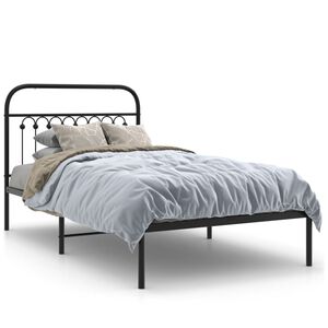 vidaXL Cadre de lit m&eacute;tal sans matelas avec t&ecirc;te de lit noir 100x200cm