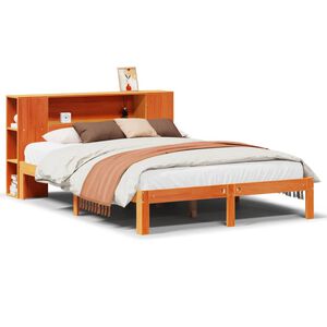 vidaXL Lit biblioth&egrave;que sans matelas cire marron 140x190 cm pin massif
