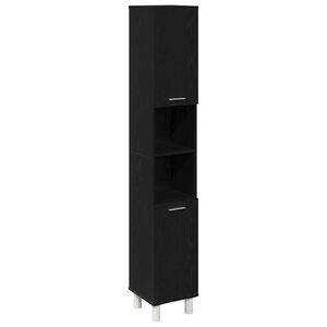 vidaXL Cabinet de salle de bain avec porte Ch&ecirc;ne noir 30 x 30 x 179 cm