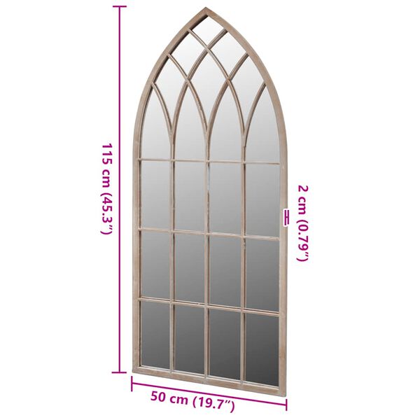 vidaXL Miroir de jardin d'arche gotique 50x115 cm Int&eacute;rieur/ext&eacute;rieur