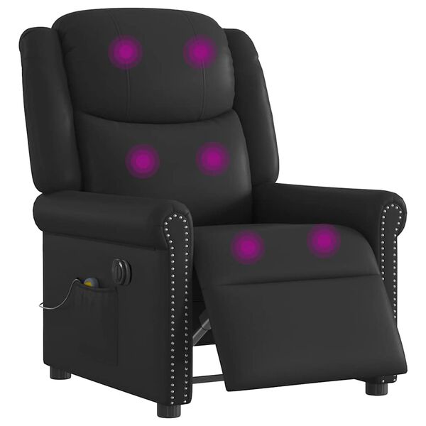 vidaXL Fauteuil massage inclinable électrique noir brillant similicuir