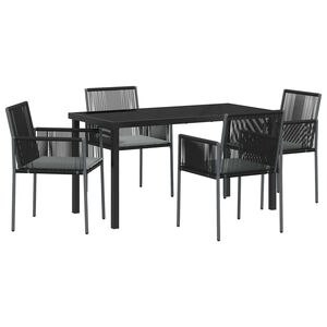 vidaXL Ensemble de salle &agrave; manger pour jardin 5 pcs Noir Rotin PE