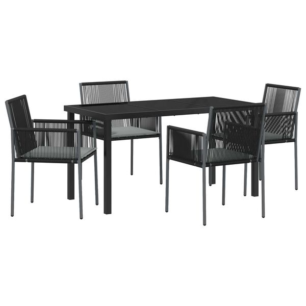vidaXL Ensemble de salle &agrave; manger pour jardin 5 pcs Noir Rotin PE