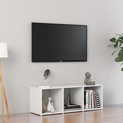 vidaXL Meuble TV Blanc brillant 107x35x37 cm Aggloméré