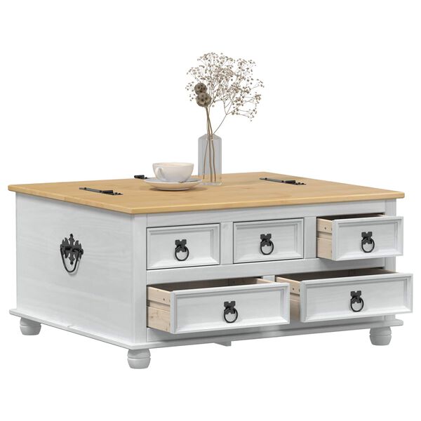 vidaXL storage box avec tiroir Blanc 90 x 78 x 45 cm Pin massif