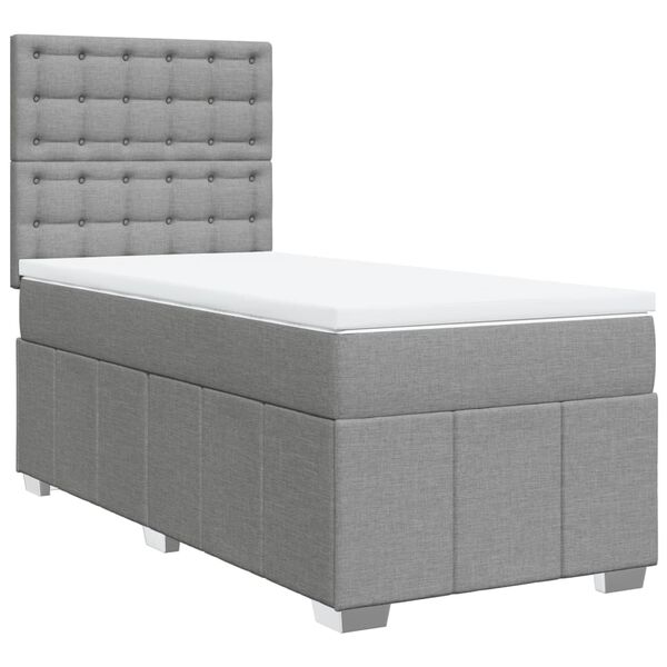 vidaXL Sommier &agrave; lattes de lit et matelas Gris clair 90x190 cm Tissu