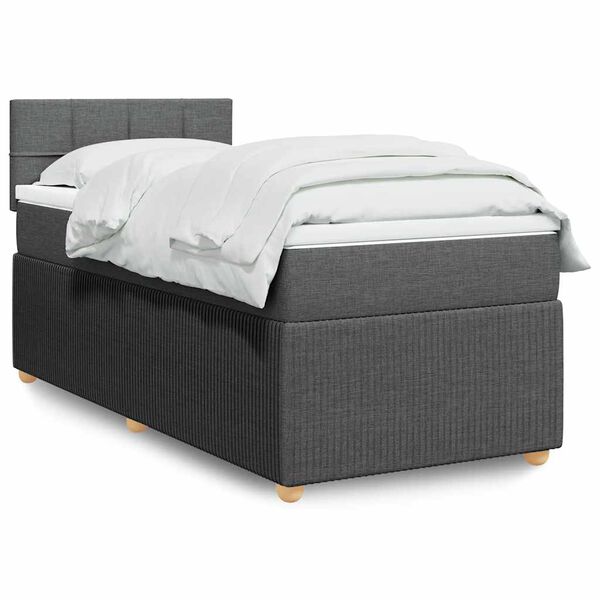 vidaXL Sommier &agrave; lattes de lit avec matelas Gris fonc&eacute; 80x200 cm Tissu