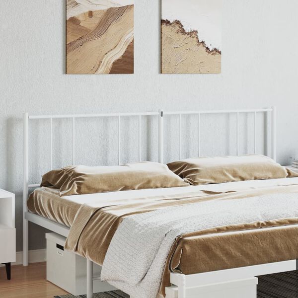 vidaXL T&ecirc;te de lit de remplacement m&eacute;tal blanc 193 cm