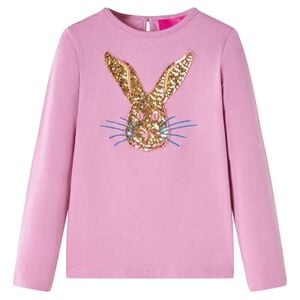 T-shirt enfants &agrave; manches longues rose br&ucirc;l&eacute; 92
