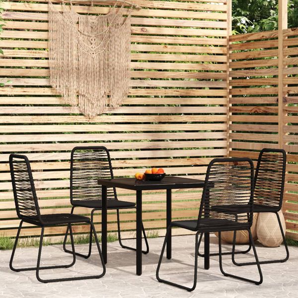 vidaXL Ensemble &agrave; manger de jardin 5 pcs Noir
