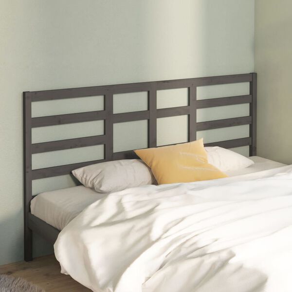 vidaXL T&ecirc;te de lit Gris 206x4x104 cm Bois massif de pin