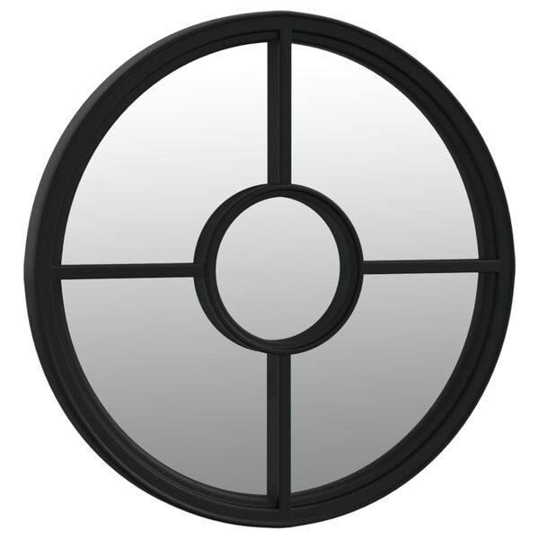 vidaXL Miroir de jardin Noir 60x4 cm Fer Rond utilisation ext&eacute;rieure