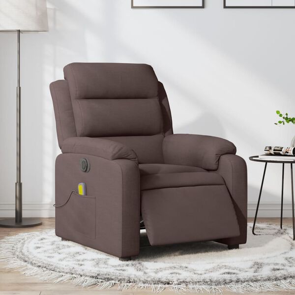vidaXL Fauteuil de massage inclinable électrique Marron foncé Tissu