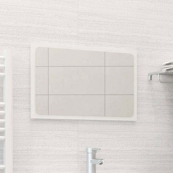 vidaXL Miroir de salle de bain Blanc brillant 60x1,5x37 cm Agglom&eacute;r&eacute;