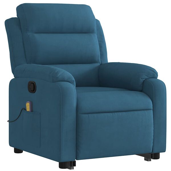 vidaXL Fauteuil de massage inclinable Bleu Velours