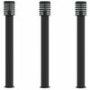 vidaXL Lampadaires d'ext&eacute;rieur 3 pcs noir 110 cm acier inoxydable