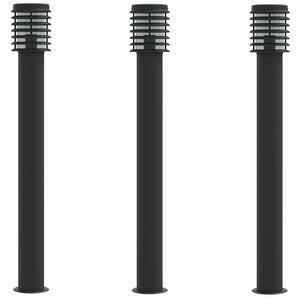 vidaXL Lampadaires d'ext&eacute;rieur 3 pcs noir 110 cm acier inoxydable