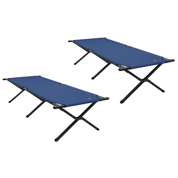 vidaXL Lit de camping pliant 2 pcs Bleu 210 x 80 x 46 cm Tissu Oxford