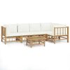 vidaXL Salon de jardin 6 pcs avec coussins blanc cr&egrave;me bambou
