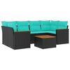vidaXL Ensemble de canap&eacute; de jardin 7 pcs avec coussins noir r&eacute;sine tress&eacute;e