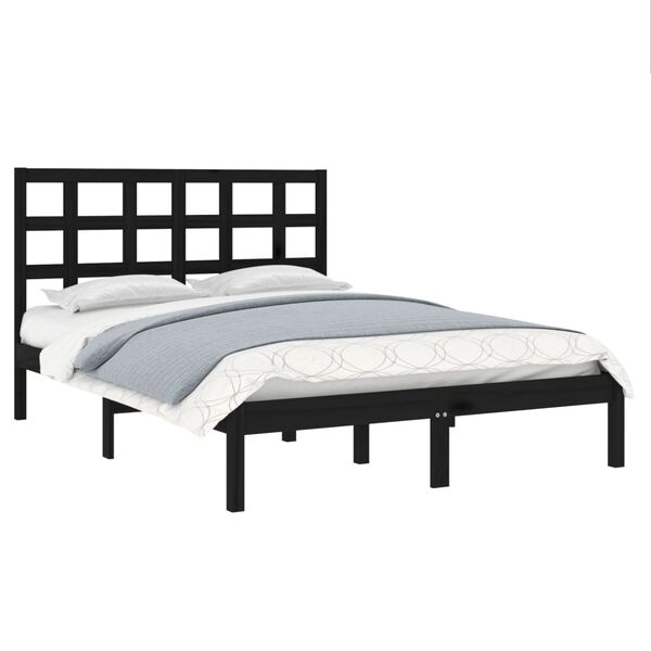 vidaXL Cadre de lit sans matelas noir 150x200 cm bois massif
