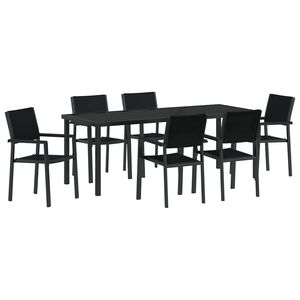vidaXL Ensemble de salle &agrave; manger pour jardin 7 pcs Noir