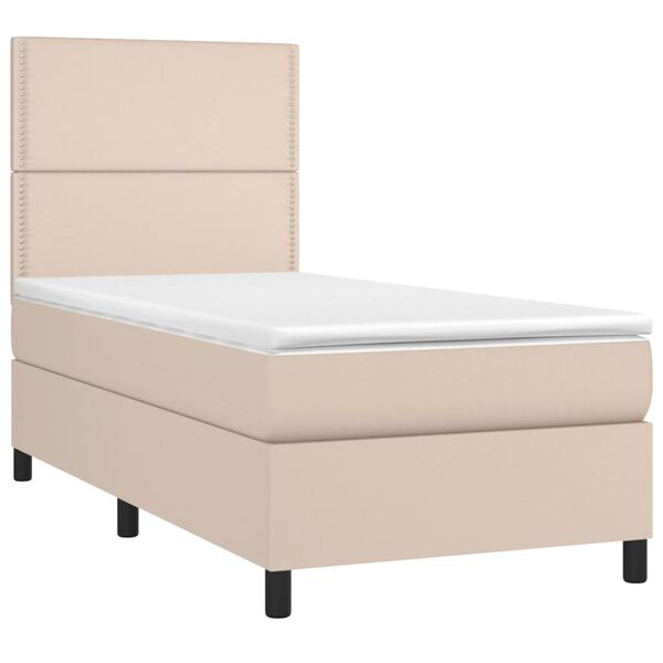 vidaXL Sommier à lattes de lit avec matelas et LED Cappuccino 80x200cm