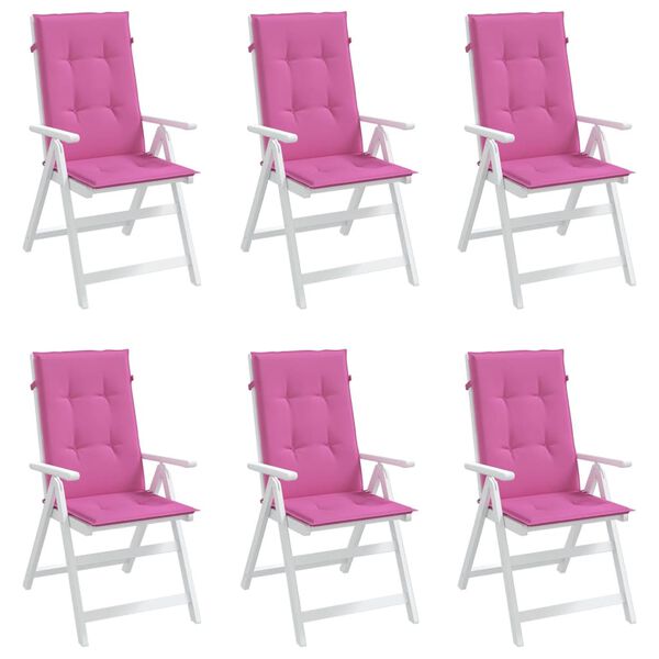 vidaXL Coussins de chaise &agrave; dossier haut lot de 6 rose tissu