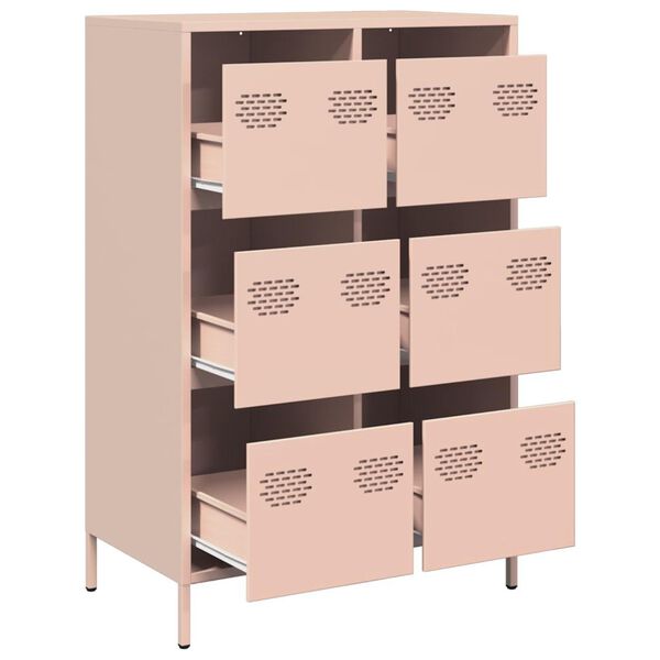 vidaXL Buffet haut rose 68x39x101,5 cm acier