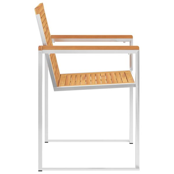 vidaXL Chaises de jardin lot de 8 Bois teck solide et acier inoxydable