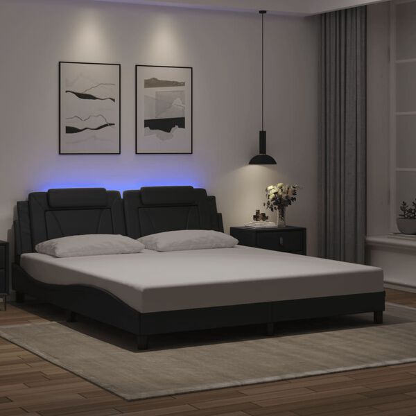 vidaXL Cadre de lit Viana avec LED sans matelas noir 180x200 cm