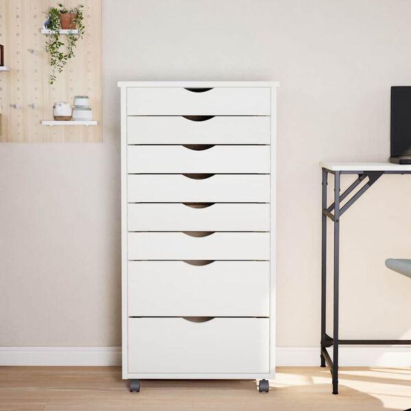 vidaXL Armoire roulante avec tiroirs MOSS blanc bois de pin solide