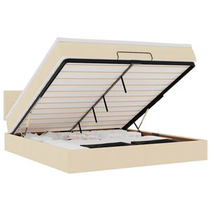 VidaXL Cadre de lit ottoman avec matelas cr&egrave;me 160x200 cm tissu
