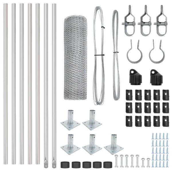 vidaXL Poteau de cl&ocirc;ture. Argent&eacute; 10 x 0,6 m (maille de 25 mm) Acier