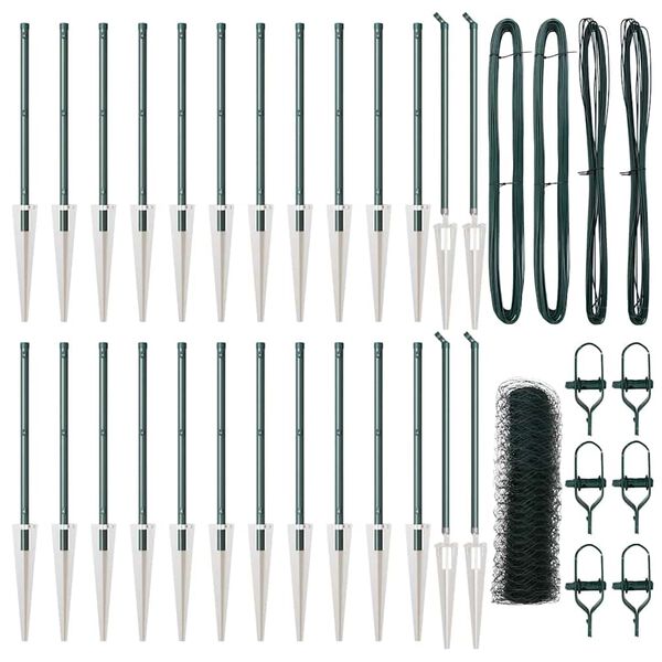 vidaXL Poteau de clôture. Vert 50 x 1 m (maille de 50 mm) Acier et PVC