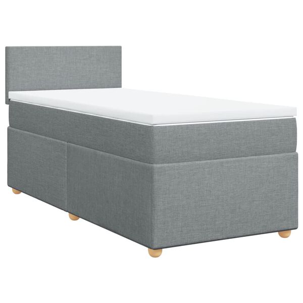 vidaXL Sommier &agrave; lattes de lit et matelas Gris clair 90x190 cm Tissu