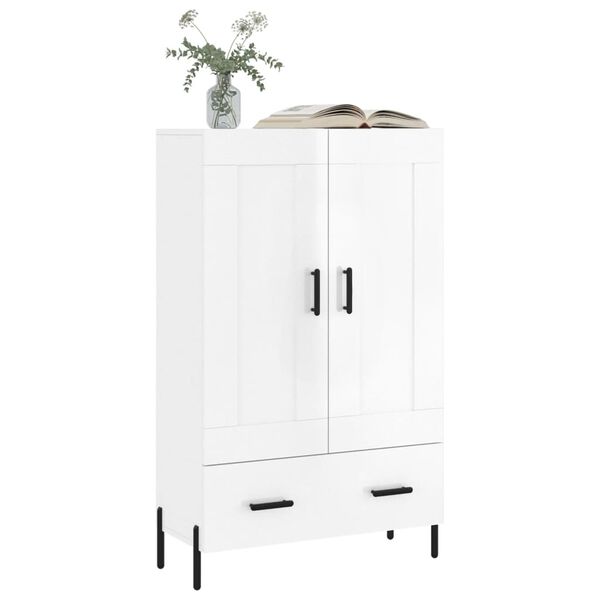 vidaXL Buffet haut blanc brillant 69,5x31x115 cm bois d'ing&eacute;nierie