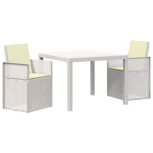 vidaXL Ensemble de salle &agrave; manger pour jardin 3 pc Blanc et cr&egrave;me PP