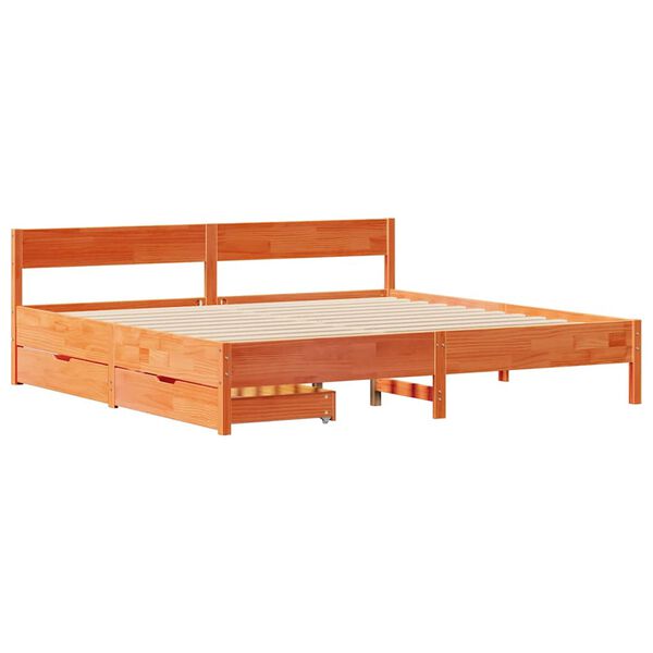vidaXL Cadre de lit sans matelas cire marron 180x200cm bois pin massif