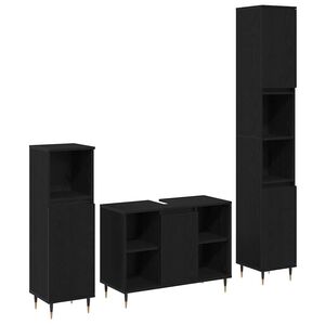 vidaXL Ensemble de mobilier de salle de bain 3 pcs Ch&ecirc;ne noir