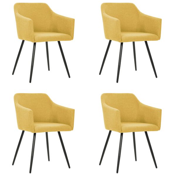 vidaXL Chaises &agrave; manger lot de 4 jaune tissu