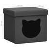 vidaXL Tabouret de rangement pliable et motif de chat Gris fonc&eacute; Tissu
